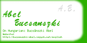 abel bucsanszki business card